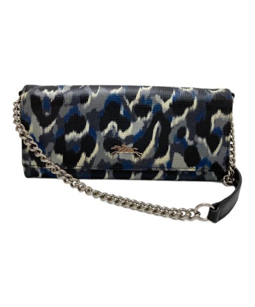 LONGCHAMP（ロンシャン）LONGCHAMP (ロンシャン) 総柄チェーンショルダーウォレット ネイビーの古着・服飾アイテム