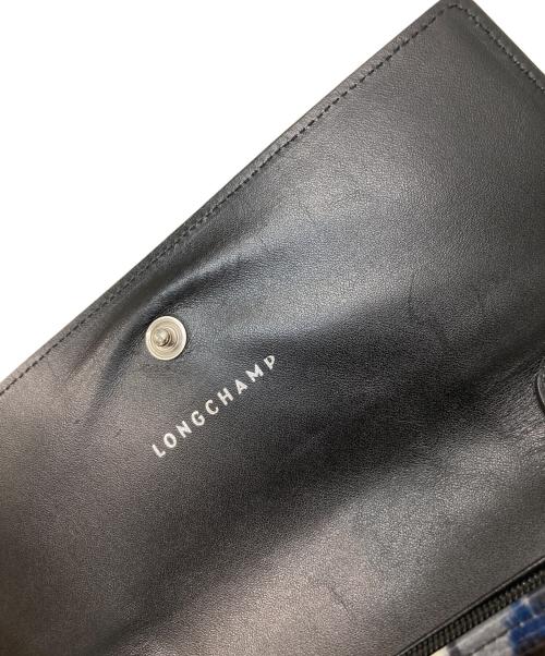 LONGCHAMP（ロンシャン）LONGCHAMP (ロンシャン) 総柄チェーンショルダーウォレット ネイビーの古着・服飾アイテム