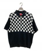 SUPREMEシュプリーム）の古着「Checkerboard Zip Polo」｜ブラック×ホワイト