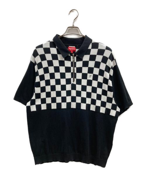 SUPREME（シュプリーム）SUPREME (シュプリーム) Checkerboard Zip Polo ブラック×ホワイト サイズ:Lの古着・服飾アイテム