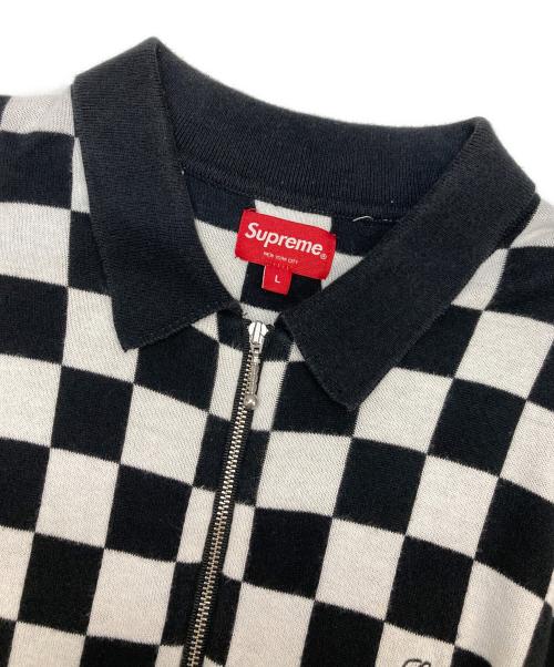 SUPREME（シュプリーム）SUPREME (シュプリーム) Checkerboard Zip Polo ブラック×ホワイト サイズ:Lの古着・服飾アイテム