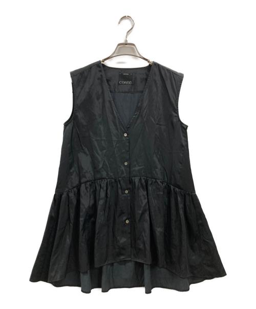Con te（コンテ）Con te (コンテ) サテンノースリーブブラウス ブラック サイズ:不明（実寸参照）の古着・服飾アイテム