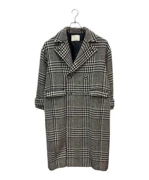 uncrave（アンクレイヴ）uncrave (アンクレイヴ) ビッググレンチェックロングチェスターコート ブラック×ホワイト サイズ:1の古着・服飾アイテム