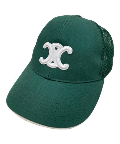 CELINE（セリーヌ）CELINE (セリーヌ) トリオンフベースボールキャップ グリーン サイズ:Mの古着・服飾アイテム