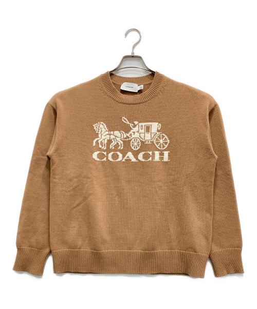 COACH（コーチ）COACH (コーチ) ホース アンド キャリッジ クルーネック セーター ベージュ サイズ:Sの古着・服飾アイテム