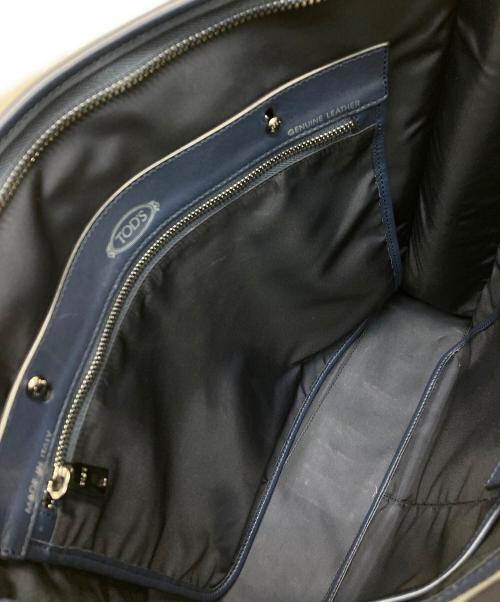 TOD'S（トッズ）TOD'S (トッズ) ダブルストライプトートバッグ ネイビーの古着・服飾アイテム