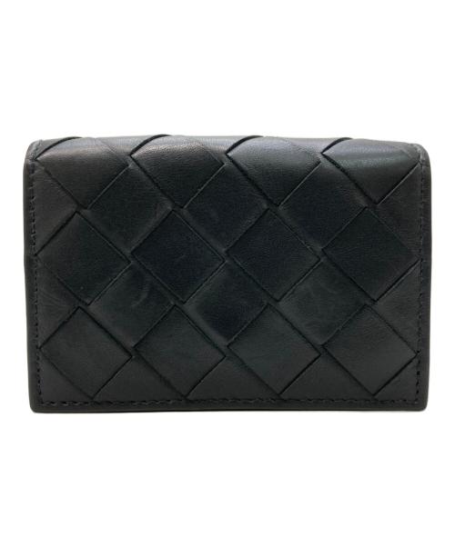 BOTTEGA VENETA（ボッテガベネタ）BOTTEGA VENETA (ボッテガベネタ) カーフスキン 三つ折り財布 ブラックの古着・服飾アイテム