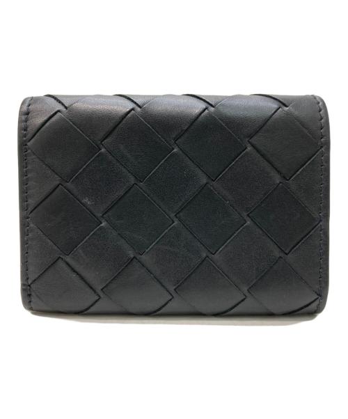 BOTTEGA VENETA（ボッテガベネタ）BOTTEGA VENETA (ボッテガベネタ) カーフスキン 三つ折り財布 ブラックの古着・服飾アイテム
