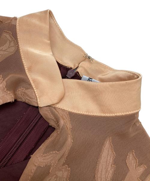 sahara（サハラ）sahara (サハラ) Sheer Jacquard Docking Dress ワインレッド サイズ:不明（実寸参照）の古着・服飾アイテム