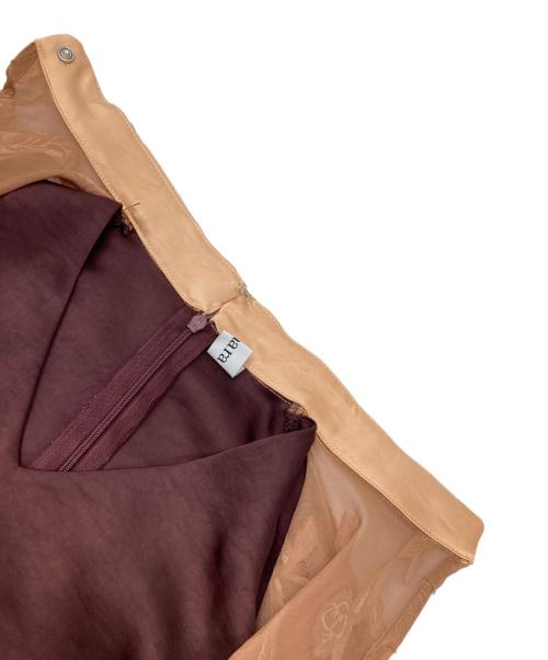 sahara（サハラ）sahara (サハラ) Sheer Jacquard Docking Dress ワインレッド サイズ:不明（実寸参照）の古着・服飾アイテム