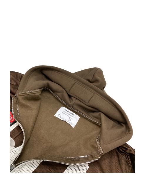 AWESOME BOY（オーサムボーイ）AWESOME BOY (オーサムボーイ) リメイクジップパーカー ブラウン サイズ:不明（実寸参照）の古着・服飾アイテム