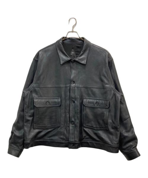 A LEATHER（ア レザー）A LEATHER (ア レザー) HUMONGOUS TRUCKER JACKET ブラック サイズ:ONEの古着・服飾アイテム