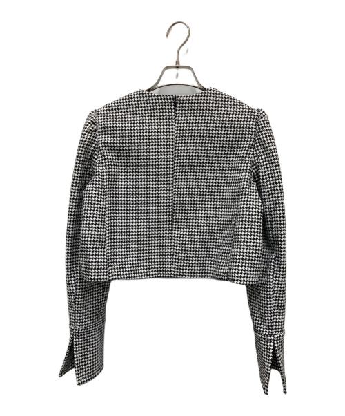 SHE TOKYO（シートーキョー）SHE Tokyo (シートーキョー) ショート丈千鳥柄ブラウス ホワイト×ブラック サイズ:1の古着・服飾アイテム