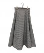 SHE TOKYOシートーキョー）の古着「千鳥柄ロングスカート」｜ホワイト×ブラック