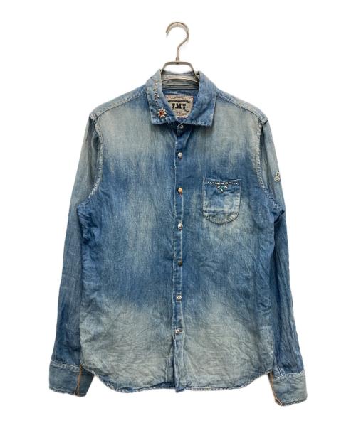 TMT（ティーエムティー）TMT (ティーエムティー) フラワースタッズデニムウエスタンシャツ インディゴ サイズ:Mの古着・服飾アイテム