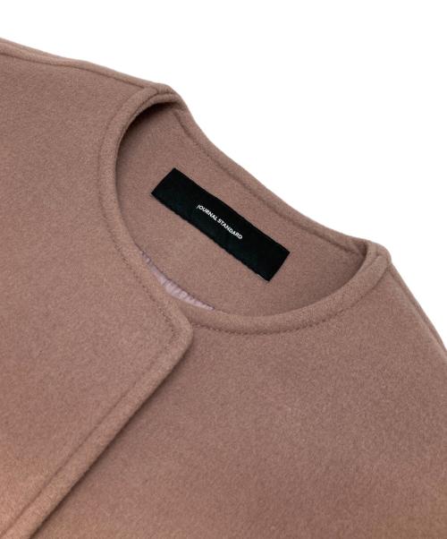 JOURNAL STANDARD（ジャーナルスタンダード）JOURNAL STANDARD (ジャーナルスタンダード) スーパー140ビーバーノーカラーコート ピンク サイズ:Sの古着・服飾アイテム