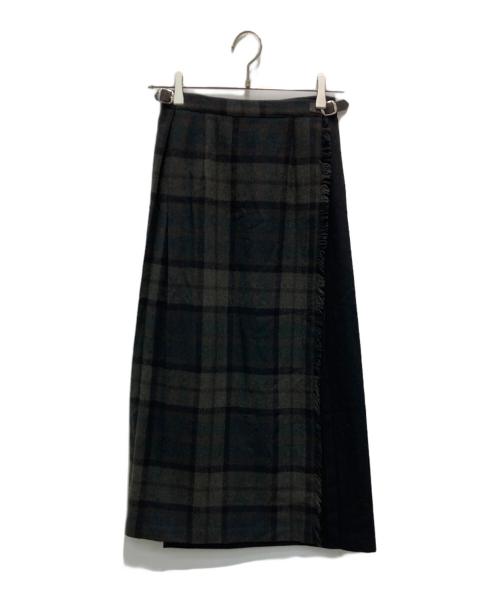 O'NEIL OF DUBLIN（オニールオブダブリン）O'NEIL OF DUBLIN (オニールオブダブリン) ラップスカート グリーン サイズ:XSの古着・服飾アイテム