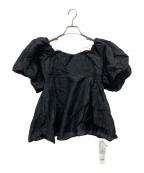 Lily Brownリリーブラウン）の古着「3wayシアージャガードペプラムブラウス トップス」｜ブラック