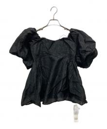 Lily Brown（リリーブラウン）の古着「3wayシアージャガードペプラムブラウス トップス」｜ブラック