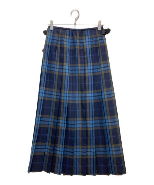 O'NEIL OF DUBLIN（オニールオブダブリン）O'NEIL OF DUBLIN (オニールオブダブリン) フロントプリーツ イージーキルトラップ スカート ブルー サイズ:36の古着・服飾アイテム
