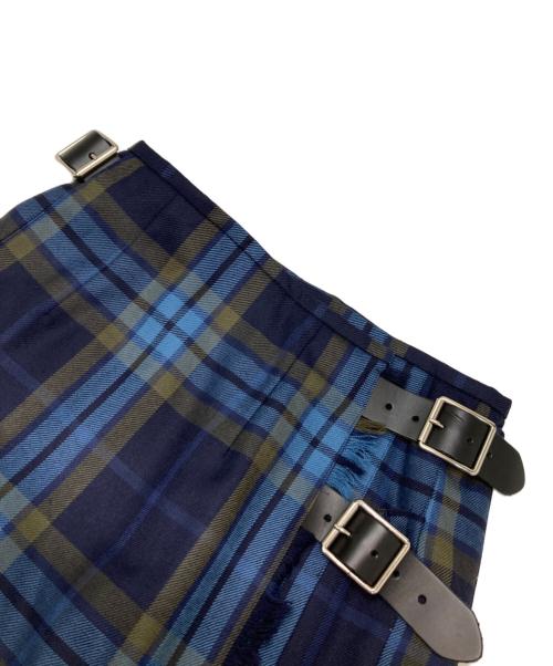 O'NEIL OF DUBLIN（オニールオブダブリン）O'NEIL OF DUBLIN (オニールオブダブリン) フロントプリーツ イージーキルトラップ スカート ブルー サイズ:36の古着・服飾アイテム