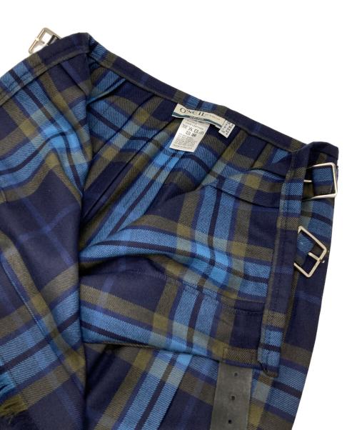 O'NEIL OF DUBLIN（オニールオブダブリン）O'NEIL OF DUBLIN (オニールオブダブリン) フロントプリーツ イージーキルトラップ スカート ブルー サイズ:36の古着・服飾アイテム