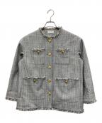 PLSTプラステ）の古着「ツイードメタルボタンジャケット」｜グレー