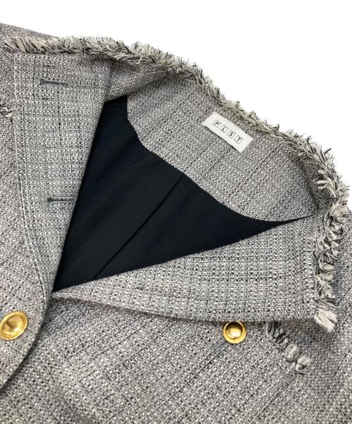 PLST（プラステ）PLST (プラステ) ツイードメタルボタンジャケット グレー サイズ:Sの古着・服飾アイテム
