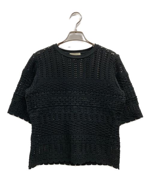 UNITED ARROWS（ユナイテッドアローズ）UNITED ARROWS (ユナイテッドアローズ) ショートスリーブ ニット ブラック サイズ:不明（実寸参照）の古着・服飾アイテム