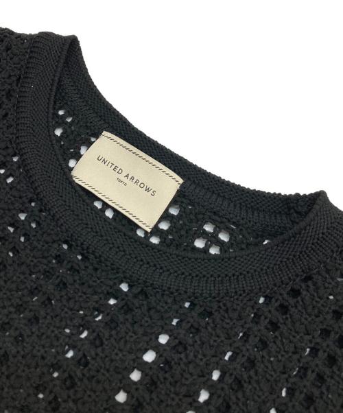 UNITED ARROWS（ユナイテッドアローズ）UNITED ARROWS (ユナイテッドアローズ) ショートスリーブ ニット ブラック サイズ:不明（実寸参照）の古着・服飾アイテム