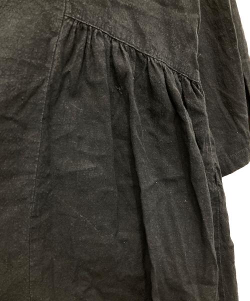 nest Robe（ネストローブ）nest Robe (ネストローブ) UpcycleLino 近江晒 サイドギャザー ブラック サイズ:FREEの古着・服飾アイテム