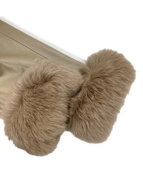 BALMAIN（バルマン）BALMAIN (バルマン) フォックスファー付ラムレザーコート ブラウン サイズ:不明（実寸参照）の古着・服飾アイテム