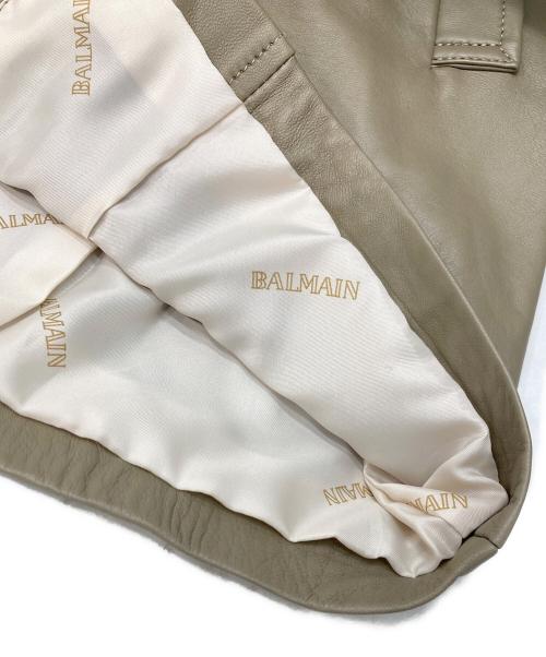 BALMAIN（バルマン）BALMAIN (バルマン) フォックスファー付ラムレザーコート ブラウン サイズ:不明（実寸参照）の古着・服飾アイテム
