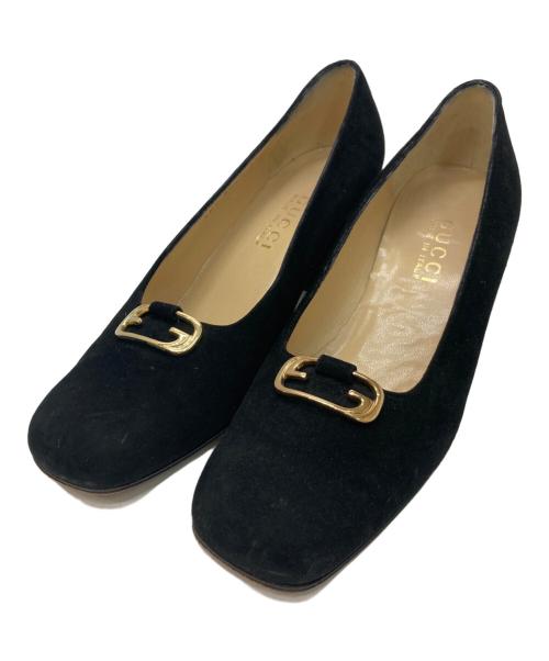 GUCCI（グッチ）GUCCI (グッチ) スクエアトゥヒールパンプス ブラック サイズ:37Cの古着・服飾アイテム