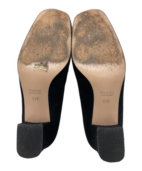 GUCCI（グッチ）GUCCI (グッチ) スクエアトゥヒールパンプス ブラック サイズ:37Cの古着・服飾アイテム