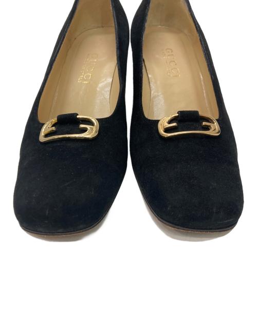 GUCCI（グッチ）GUCCI (グッチ) スクエアトゥヒールパンプス ブラック サイズ:37Cの古着・服飾アイテム