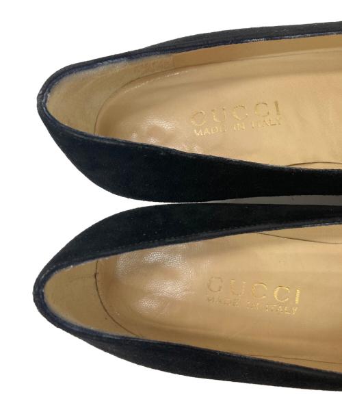 GUCCI（グッチ）GUCCI (グッチ) スクエアトゥヒールパンプス ブラック サイズ:37Cの古着・服飾アイテム