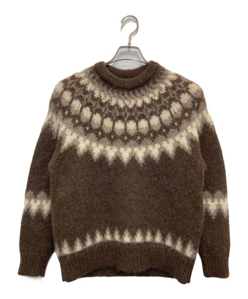 BATONER（バトナ―）BATONER (バトナ―) ノルディックモヘアクルーネックプルオーバーモヘアニット ブラウン サイズ:2の古着・服飾アイテム