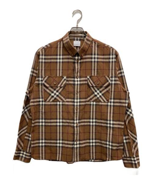 BURBERRY（バーバリー）BURBERRY (バーバリー) ボタンダウンチェックシャツ ブラウン サイズ:Lの古着・服飾アイテム