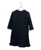 YOKO CHANヨーコチャン）の古着「裾フリル7分袖ワンピース」｜ブラック