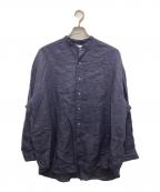 Graphpaperグラフペーパー）の古着「リネンバンドカラーシャツ」｜ネイビー