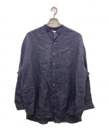 Graphpaper（グラフペーパー）の古着「リネンバンドカラーシャツ」｜ネイビー