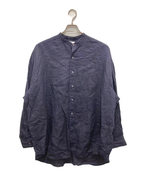 Graphpaper（グラフペーパー）Graphpaper (グラフペーパー) リネンバンドカラーシャツ ネイビー サイズ:Fの古着・服飾アイテム