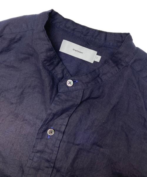 Graphpaper（グラフペーパー）Graphpaper (グラフペーパー) リネンバンドカラーシャツ ネイビー サイズ:Fの古着・服飾アイテム