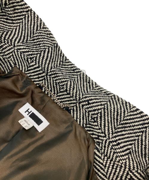 H BEAUTY&YOUTH（エイチ ビューティー&ユース）H BEAUTY&YOUTH (エイチ ビューティー&ユース) HERRINGBONE TWEED BIG COAT ホワイト×ブラック サイズ:Mの古着・服飾アイテム