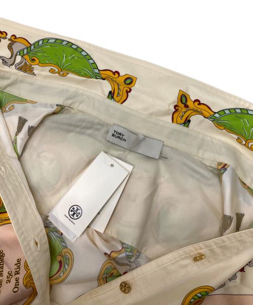 TORY BURCH（トリーバーチ）TORY BURCH (トリーバーチ) Printed Silk Shirtdress Orange Carousel アイボリー サイズ:4 未使用品の古着・服飾アイテム