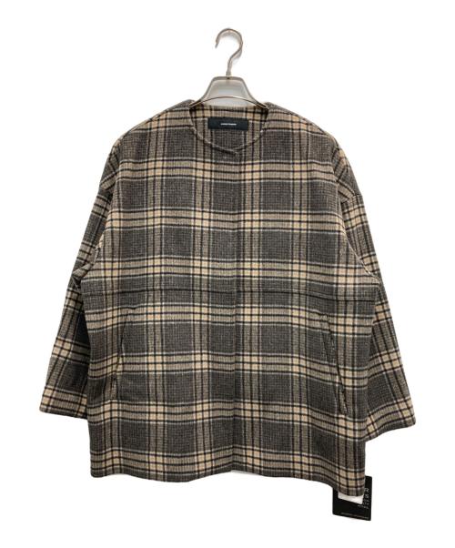 JOURNAL STANDARD（ジャーナルスタンダード）JOURNAL STANDARD (ジャーナルスタンダード) スーパー140ビーバーノーカラーショートコート ブラウン サイズ:38 未使用品の古着・服飾アイテム