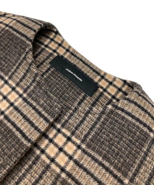 JOURNAL STANDARD（ジャーナルスタンダード）JOURNAL STANDARD (ジャーナルスタンダード) スーパー140ビーバーノーカラーショートコート ブラウン サイズ:38 未使用品の古着・服飾アイテム