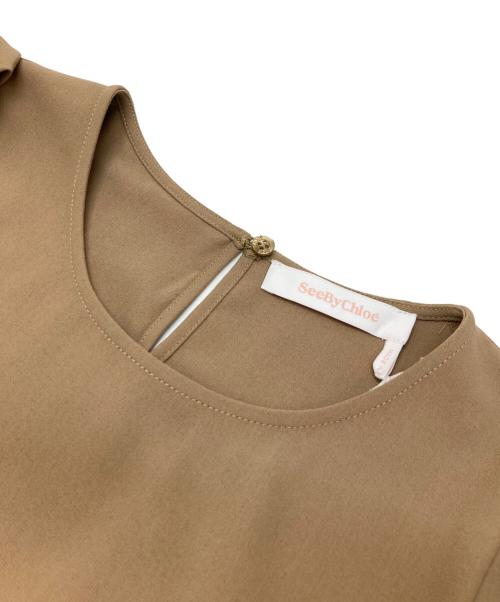 SEE BY CHLOE（シーバイクロエ）SEE BY CHLOE (シーバイクロエ) パフスリーブショートスリーブトップス ブラウン サイズ:38 未使用品の古着・服飾アイテム