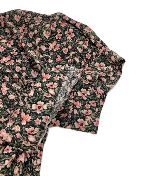 Snidel（スナイデル）Snidel (スナイデル) パフスリーブプリントロングワンピース ピンク×グリーン サイズ:1の古着・服飾アイテム